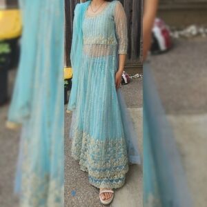 Blue and Gold Suit With skirt NEGOTIABLE